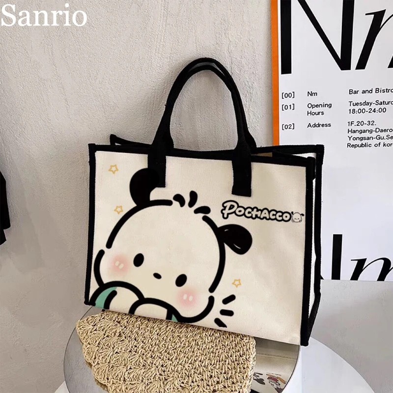 

Sanrio Pochacco Cute Cartoon Canvas Shoulder Bag Commuter Handheld Tote Bag Large-capacity Fashion Versatile Crossbody Bags