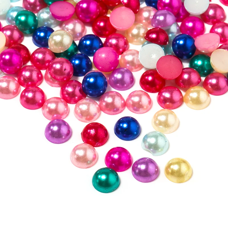 

50-500pcs Muti-colors 2-14mm Imitation Pearl ABS Patch Loose Half Round Beads For Nail Art Diy Jewelry Craft Garment Decoration
