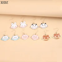 xedz korean creative cartoon rabbit panda piggy earrings ladies jewelry cloud drop ear hook animal pendant earrings women gifts