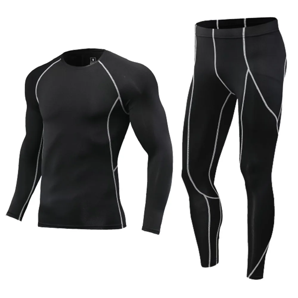 

Men's Thermal Underwear Sets Compression Sport Suit Sweat Quick Drying Tight Underwear Men Basketball Base Layer Clothing Sets