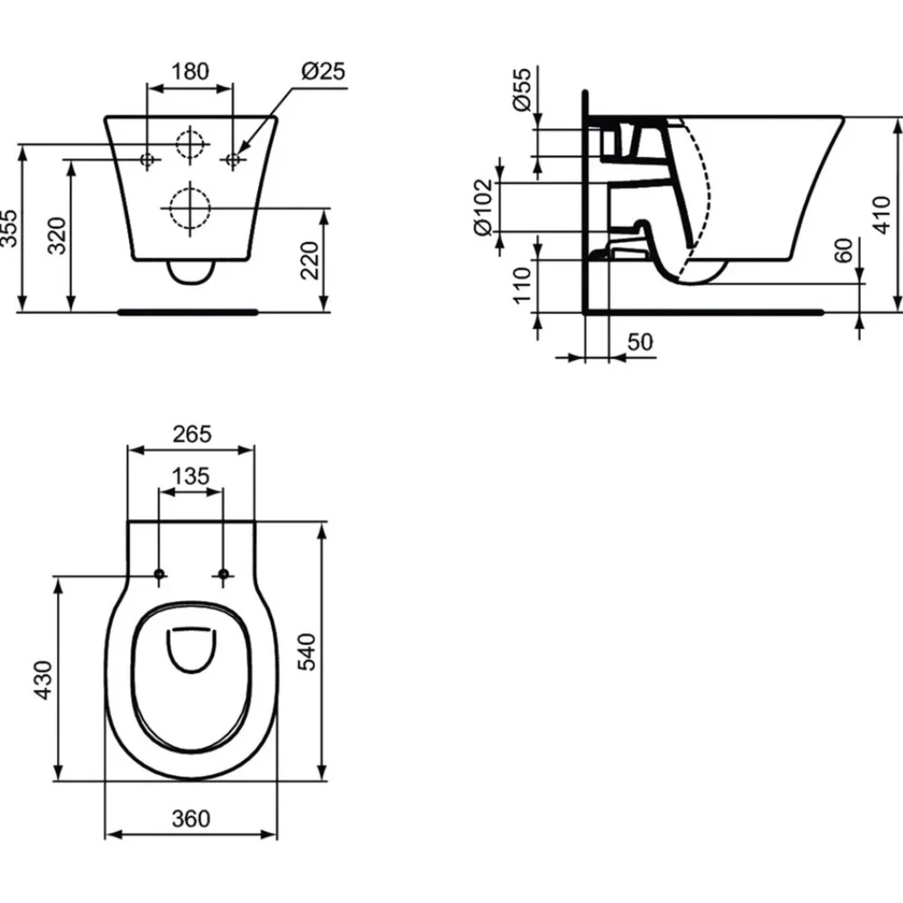 Подвесной унитаз Ideal Standard CONNECT AIR AquaBlade E005401 евробелый |