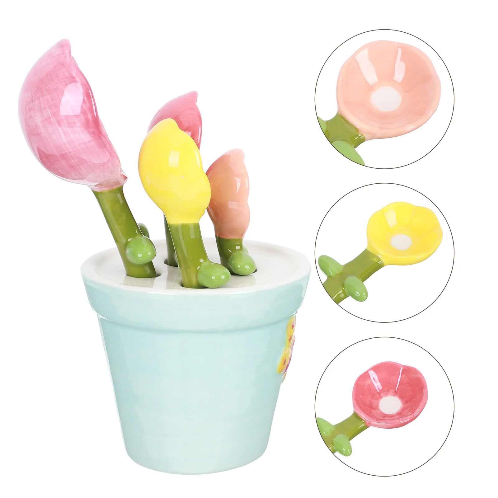 

Measuring Spoons Spoon Set Flower Ceramic Baking Cups Scoop Kitchen Teaspoon Measure Coffee Teaspoons Tablespoon Cup Pot