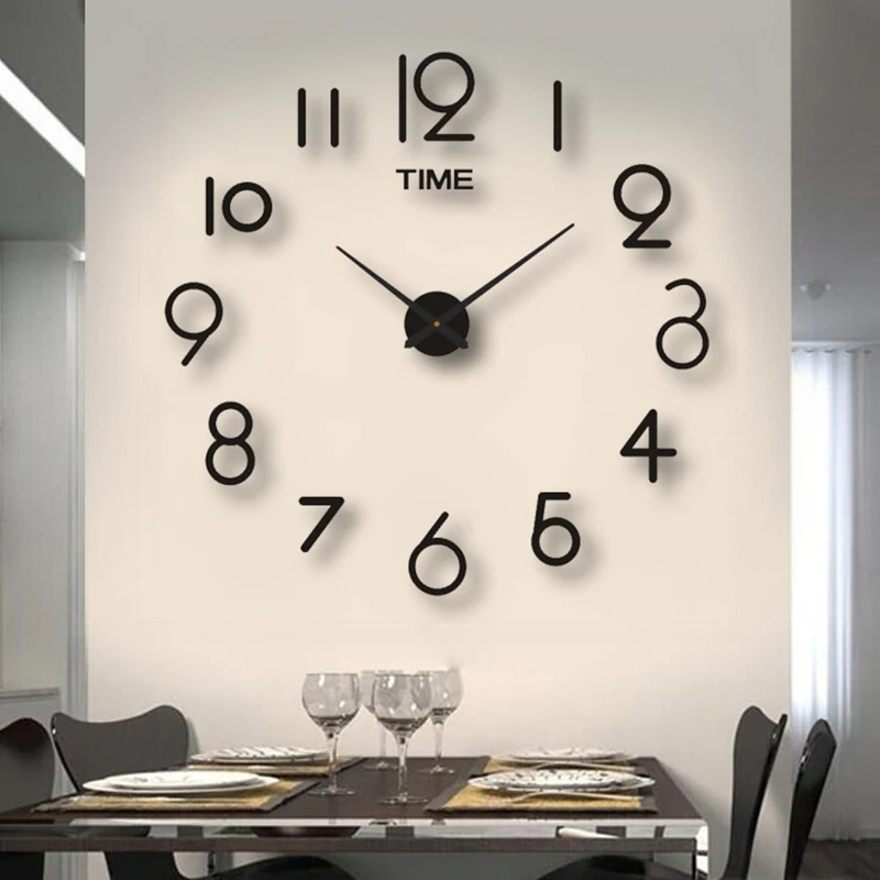 

3D Large Wall Clock Reloj De Pared DIY Quartz Watch Acrylic Mirror Stickers Horloge Murale Home Decor Clocks Modern Design