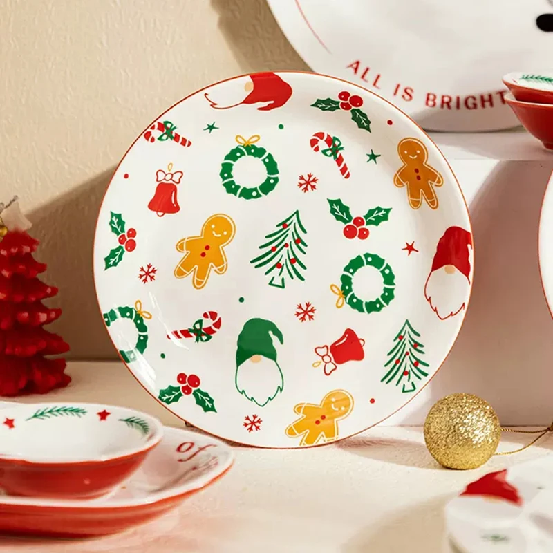 Набор керамической рождественской посуды с ручкой Суповая тарелка столовая