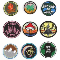embroidered badges clothing accessories badges round camping series patches embroidery cloth cloth labels