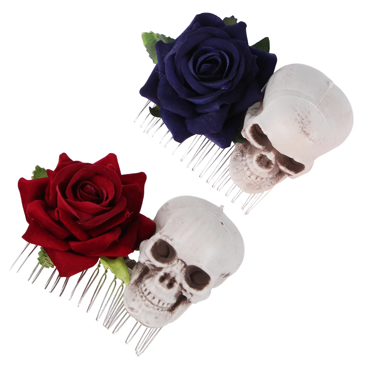 

2 Pcs Halloween Funny Hairpins Rose Clip Comb Accessories Decor Resin Party