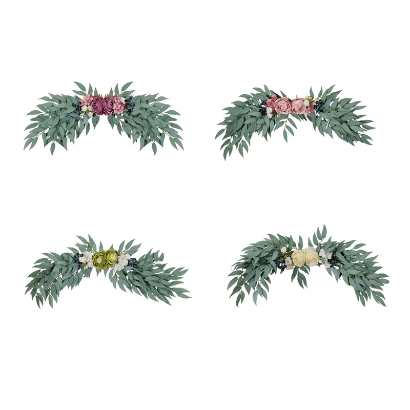 

Wedding Atmosphere Welcome Layout Design, Wall-Mounted Simulation Rose Willow Lintel Decoration