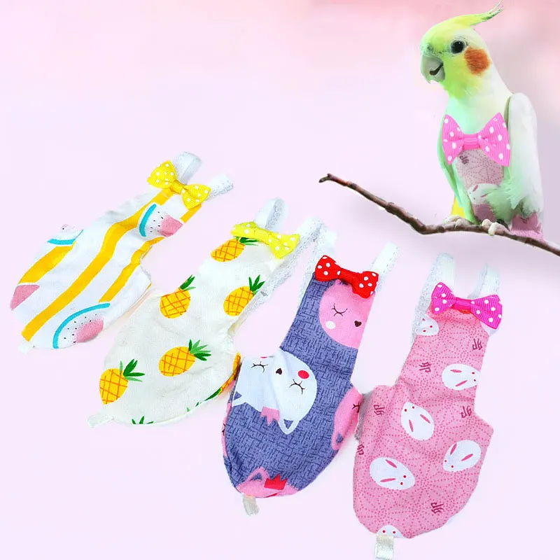 

Подгузник с бантиком для попугаев, красивые красочные фрукты, цветочные узоры, принт, животные, птицы, феи, карманный летный Костюм, подгузни...