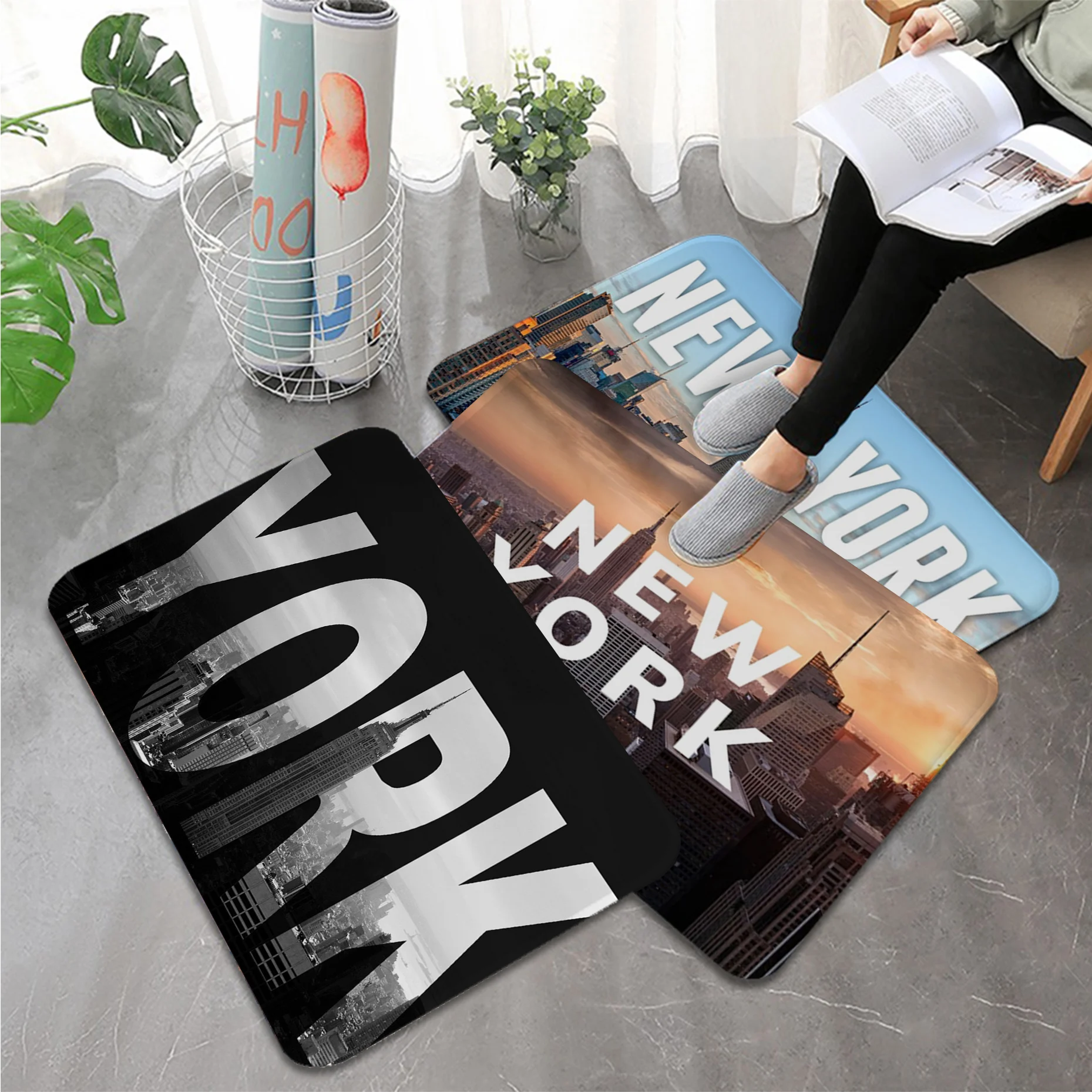 

New York City Kitchen Mat Non-Slip Laundry Room Mat Laundry Decor Balcony Child Living Room Alfombra