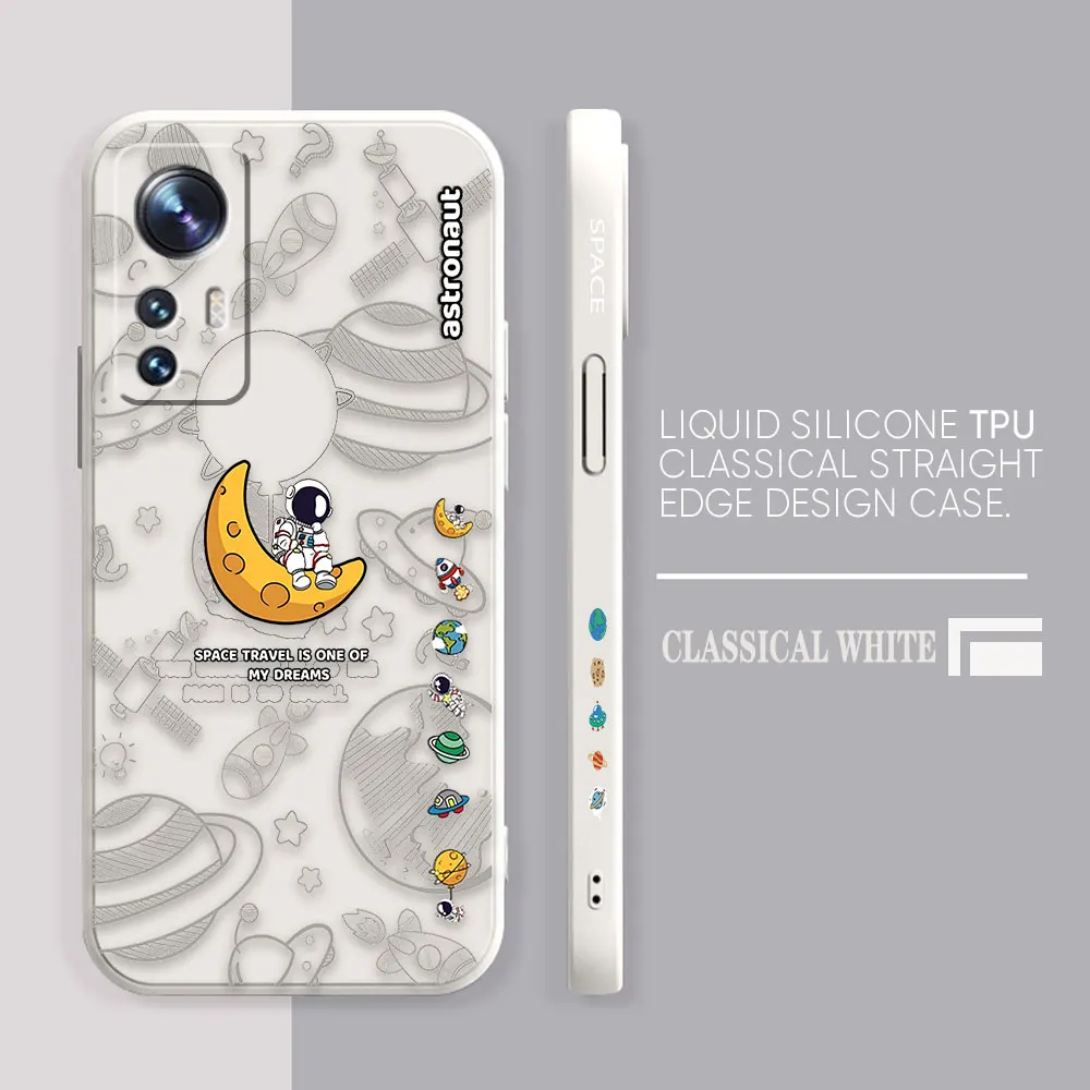 Phone Case For Xiaomi 13 12 12T 12S 11 11T 10S 9 8 Pro Ultra Lite Case Cover Funda Cqoue Shell Capa Cartoon Minimalist Astronaut