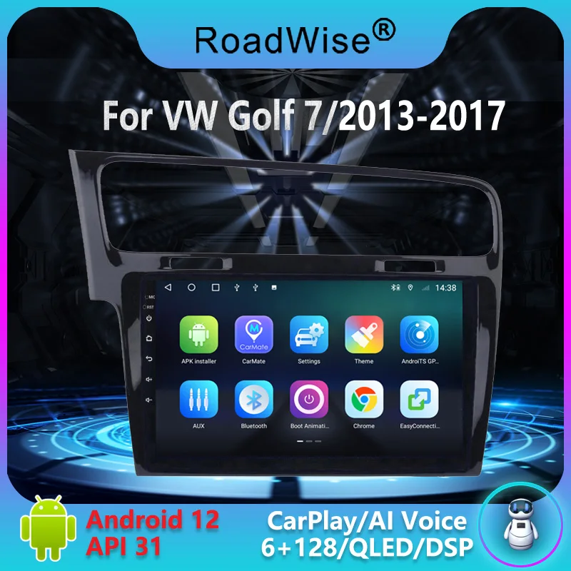 

Roadwise 8+256 Android Car Radio For Volkswagen VW Golf 7 LHD 2013 2014 2015 2017 Multimedia Carplay 4G Wifi GPS DVD 2Din Stereo