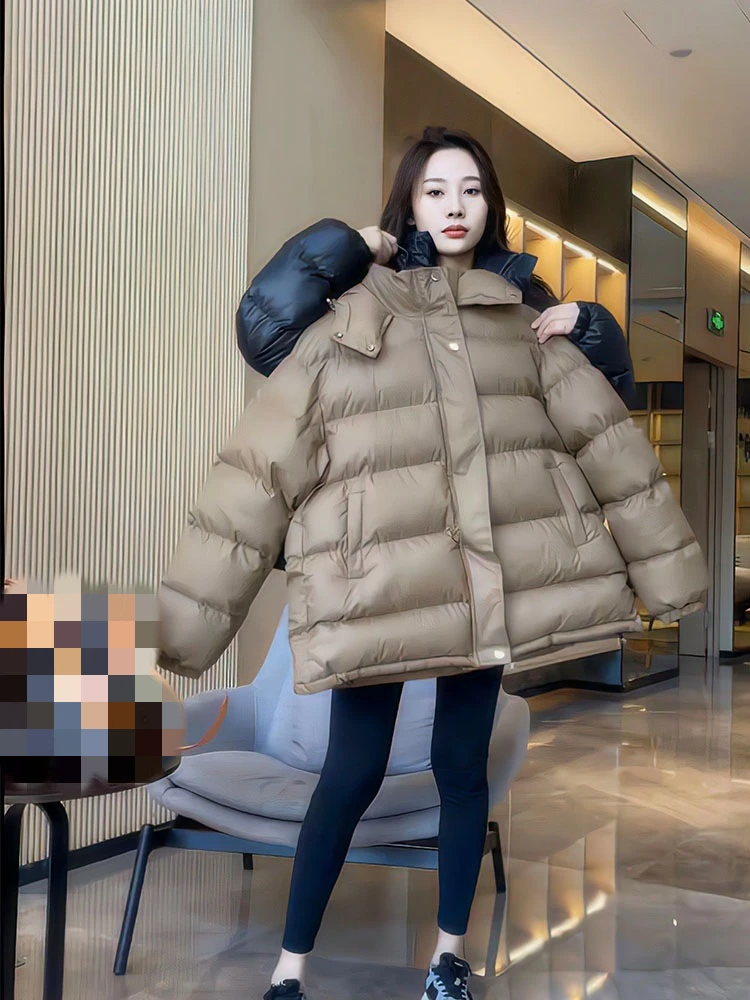 Winter Fashion Duck Down Coat Puffy Parka Short Jacket for Ladies Pregnant Female Outerwear Windbreaker High Street Daily Casual