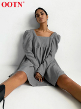 Vestidos Ootn-vestido corto informal con manga abombada y escote cuadrado para otoño...