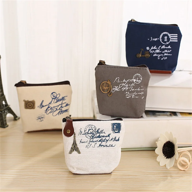 

Canvas Coin Case Womens Wallet Lady Small Mini Coin Pouch Zipper Money Key Earphone Line Mini Coin Purse Card Holder