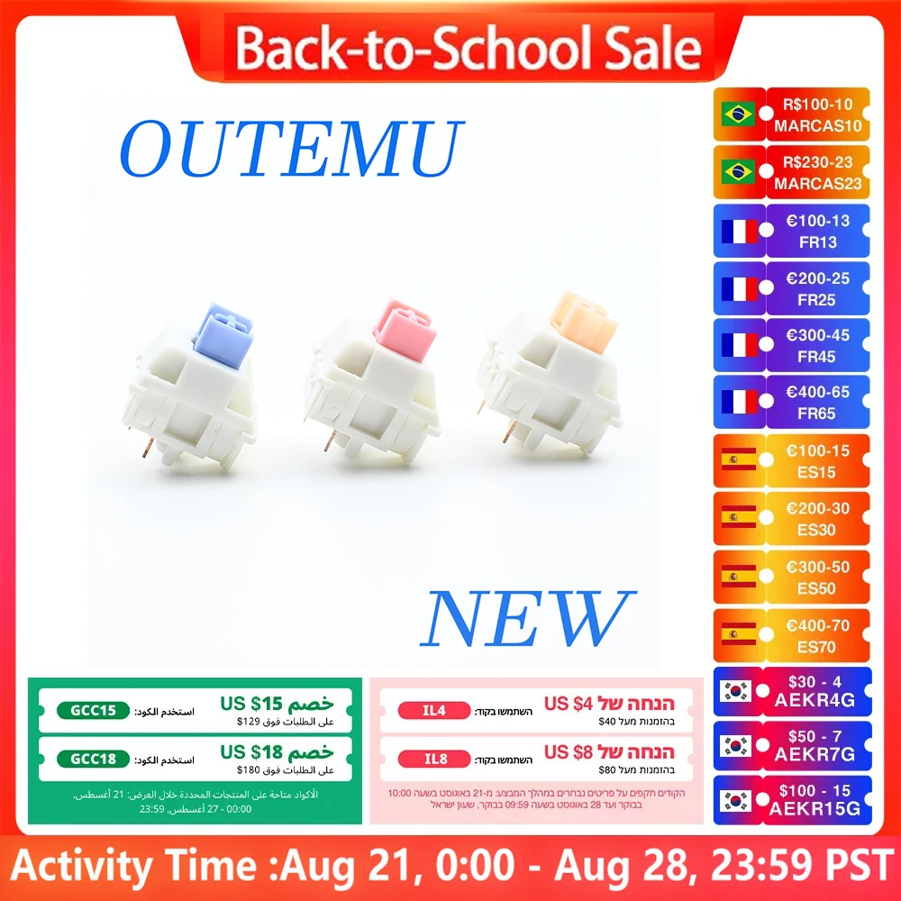 Outemu Switches Lubed Mechanical Keyboard Switch 5Pin Silent Tactile Linear Cream Blue Pink Yellow Custom Gaming RGB MX Switches