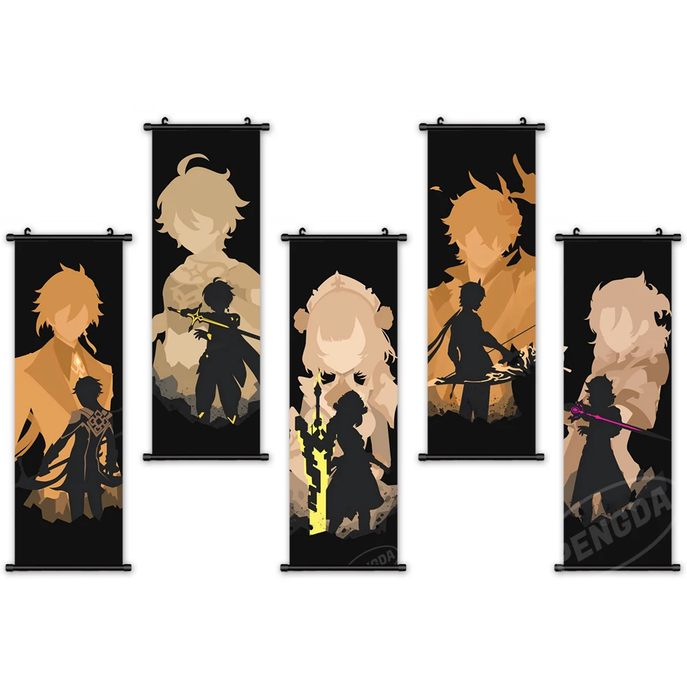 

Wall Art Picture Genshin Impact Home Game Role Canvas Modern Japanese Anime Decor Hanging Painting Solid PVC Scroll Print Poster