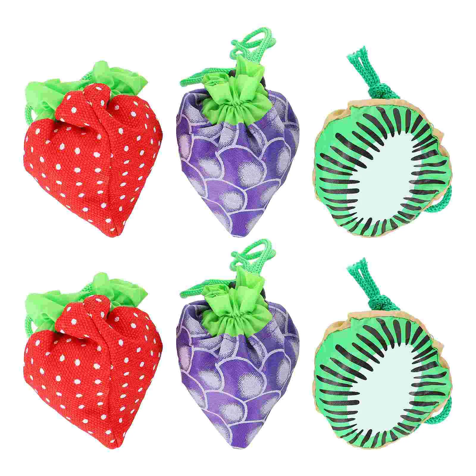 

6 Pcs Folding Bag Creative Storage Pouches Tote Organizer Home Shopping Waterproof Fruit Style