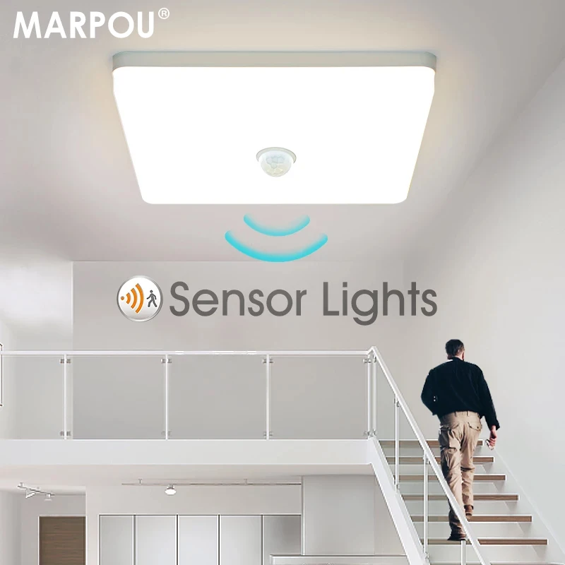 LED Ceiling Lights PIR Motion Sensor Smart Home Lighting AC85-265V 9W 13W 18W 24W 36W Ceiling Lamp For Room Hallways Corridor