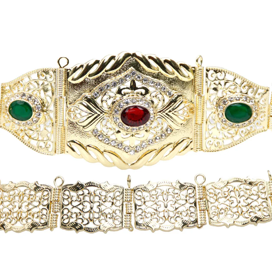 

Neovisson Gold Color Moroccan Caftan Belt for Women Metal Link Chain Morocco Wedding Jewelry Adjustable Length Handmade