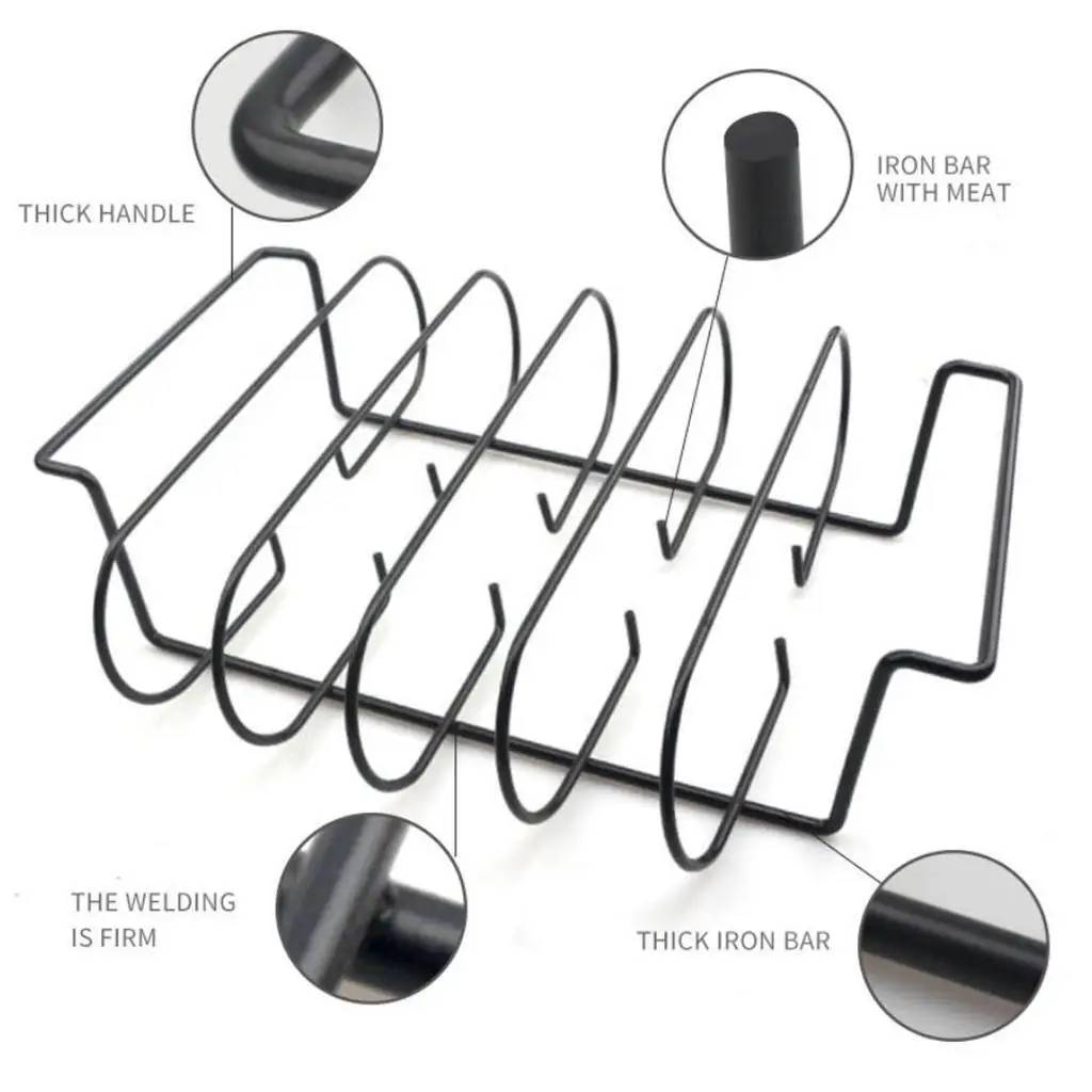 

Non-Stick Rib Rack Iron Roasting Stand Holds 4 Rib Racks for Grilling BBQ