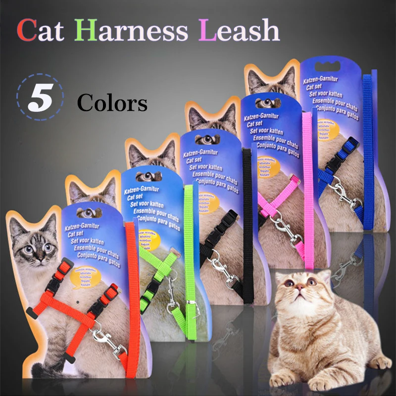 

Small Adult Cat Harness Leash Set Adjustable Kitten Vest Anti Escape Pet Traction Rope Puppy Red Chest Strap Collar Accessories