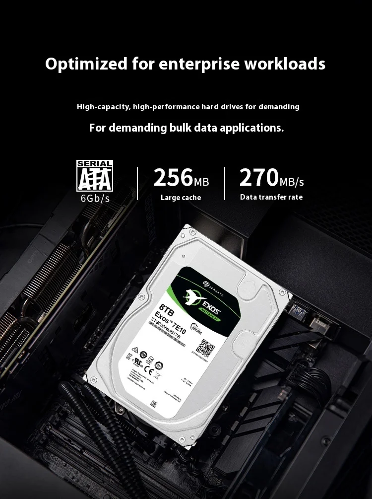 Фото ST8000NM017B Seagate Exos 7E10 8 ТБ 7,2 КБ SATA 6 Гбит/с 256 МБ 8,9 см Интерно жесткий диск №4