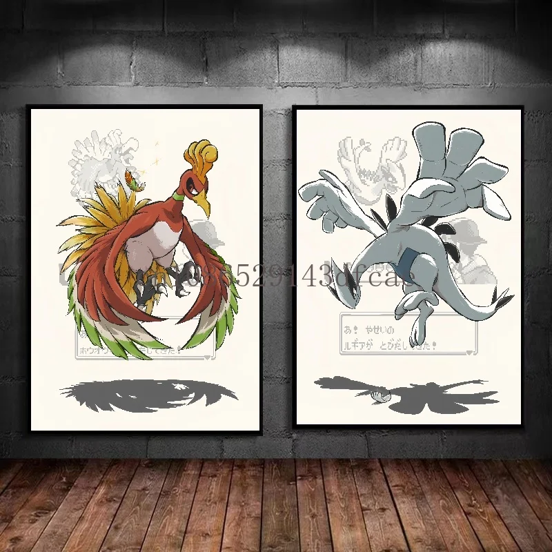 Классический персонаж аниме Покемон холст картина Ho-Oh Lugia Moltres акварельный постер