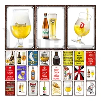 beer metal poster keep clam and drink duvel retro tin sign alcohol metal sign vintage metal plaque wall stickers for bar decor