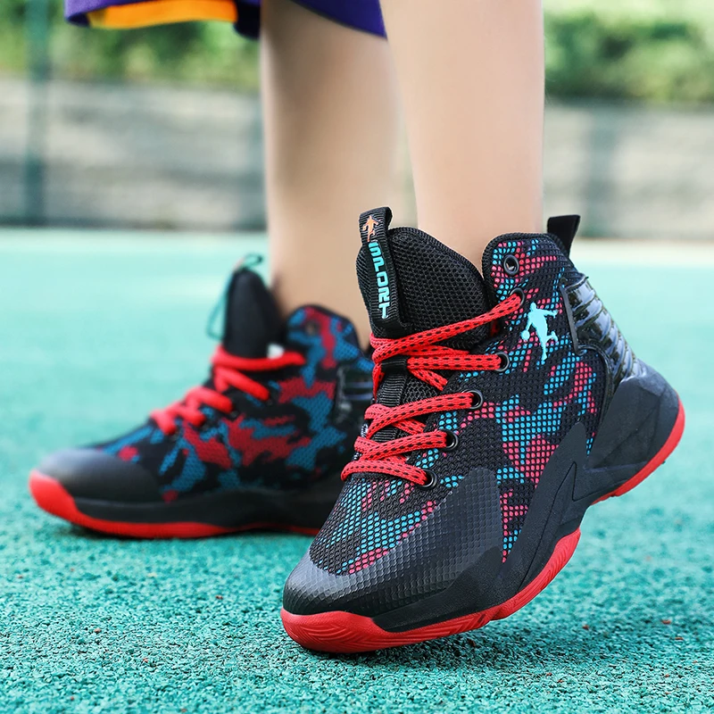 2023 New Kids Sneakers Breathable Basketball Shoes Shock-Absorbant Boys Basketball Sneakers Comfortable Girls Training Sneakers
