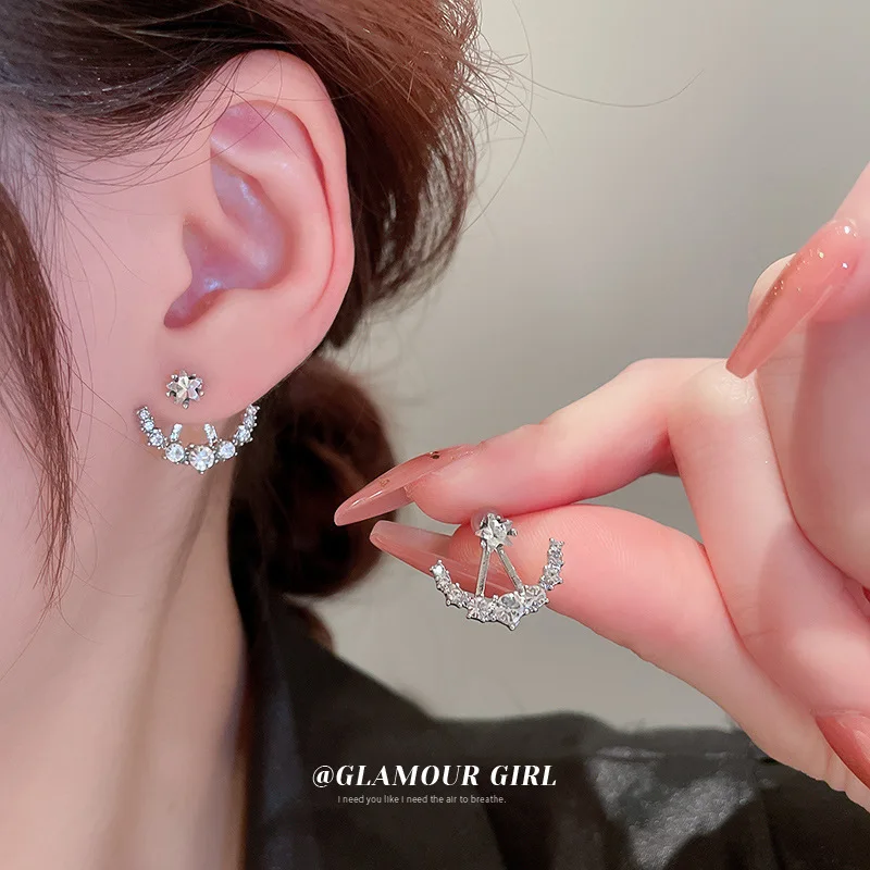 Серебристые серьги с бриллиантами модные креативные наушники бесплатная