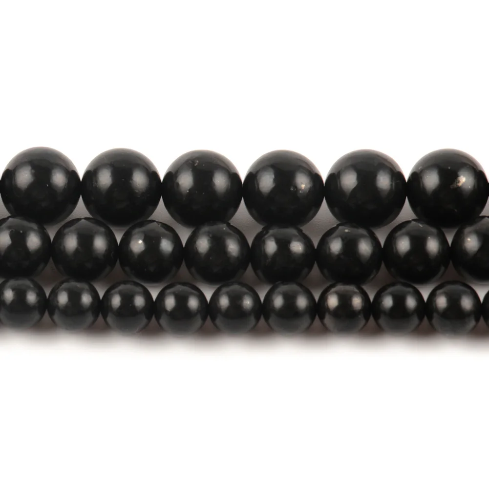 Бусины Shungite из натурального камня для изготовления ювелирных изделий круглые