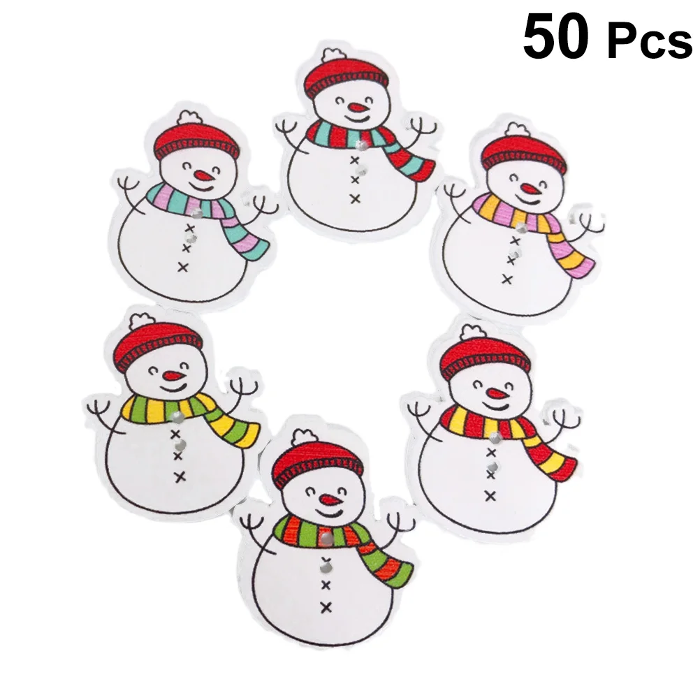 

Craft for DIY Material Buttons Snowman Buttons Decorative 50pcs Decorative Christmas Buttons