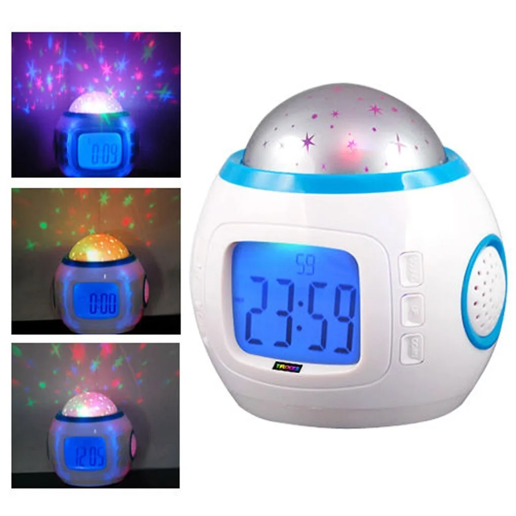 

LED Digital Colorful Star Children Room Night Light Projector Lamp Alarm Clock Children Baby Room Calendar Night Light Projector