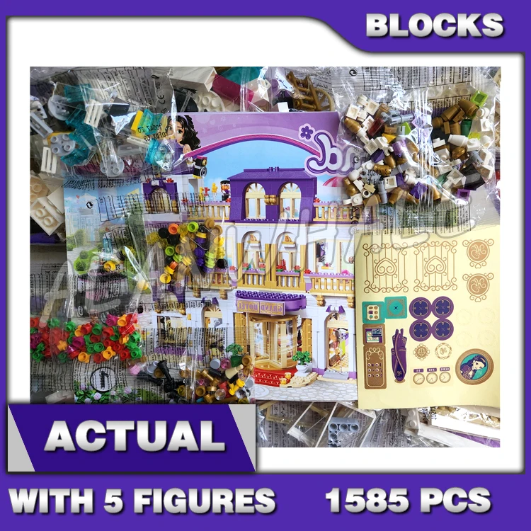 

1585pcs Friends Heartlake City Three-story Modular Grand Hotel Black Cab 10547 Building Bricks Blocks Toys Compatible with Model