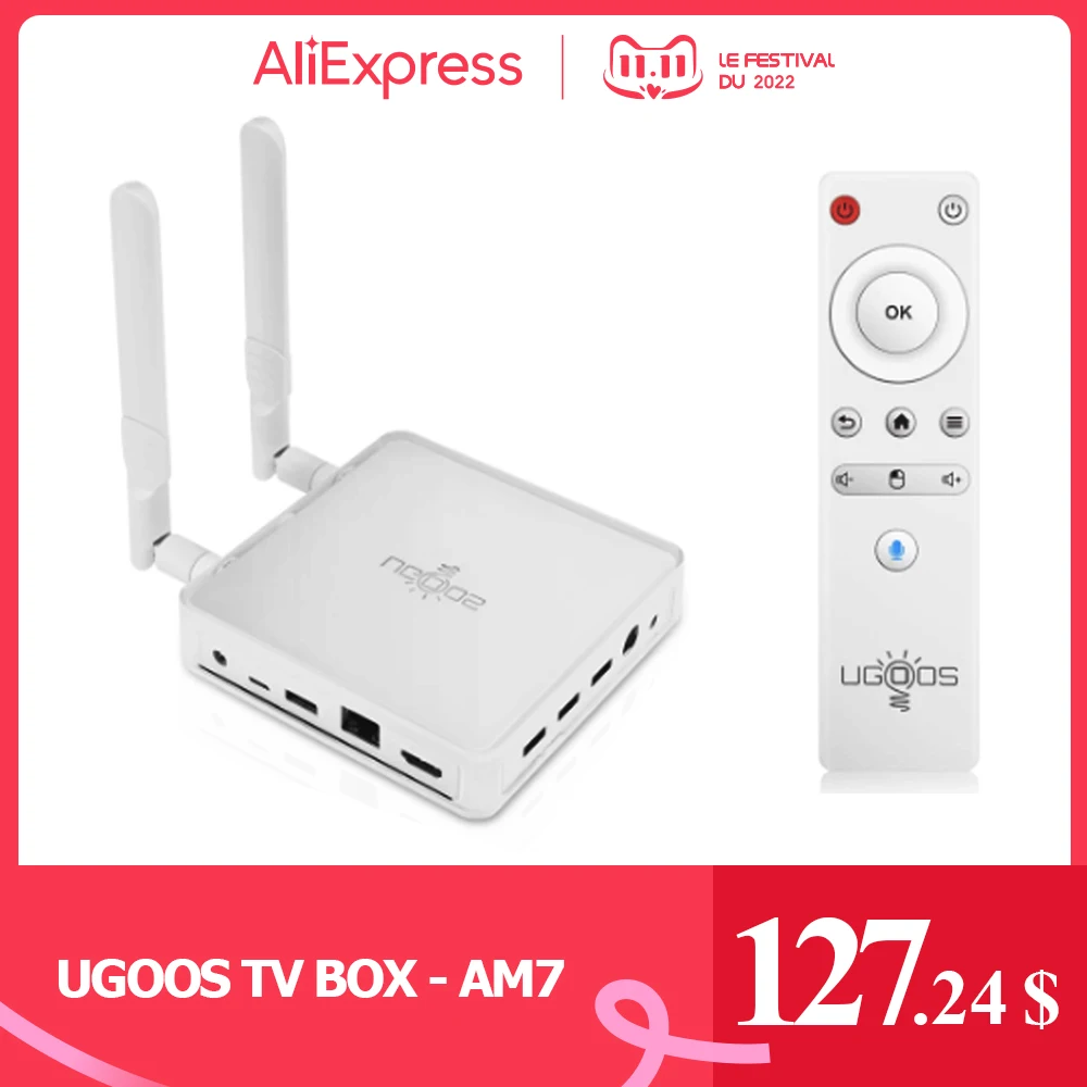 

Приставка Смарт-ТВ Ugoos AM7, Android 11, Amlogic S905X4, 2,4 ГГц, стандартная версия 6, 4 Гб DDR4, 32 ГБ ROM, стандартная версия 1000M, Bluetooth, 4K, HD ТВ-приставка AV1