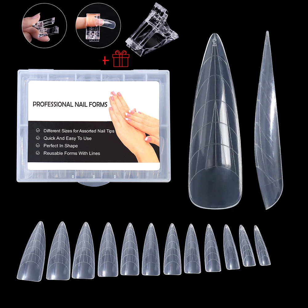

Clear Dual Forms Nail System Full Cover Quick Building Gel Mold Tips Nail Extension DIY Nail Tools Upper Form For Nail
