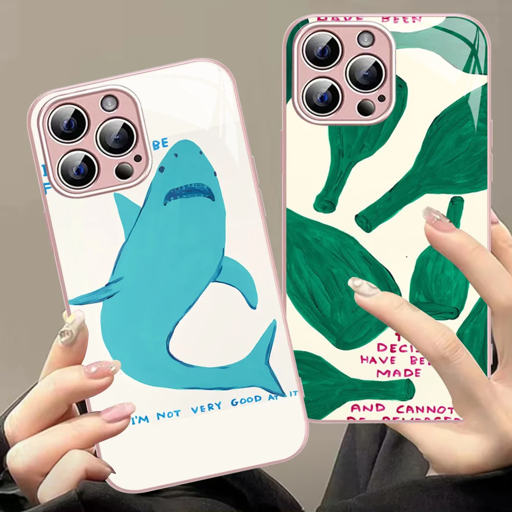 Чехол для телефона D-David S-Shrigley Visual Arts из закаленного стекла iphone 14 13 12 11 Pro Mini XS MAX 14Plus