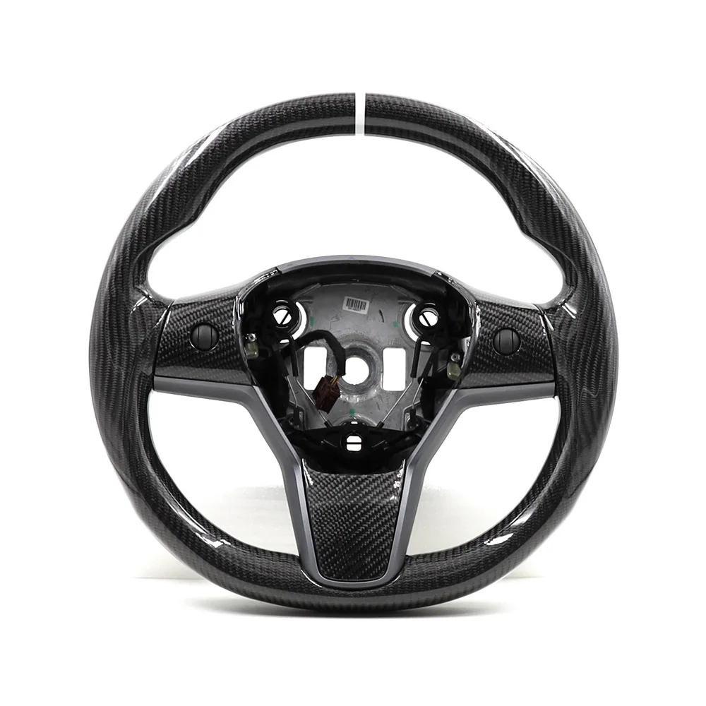 

EANOPEC Steering Wheel For Tesla Model Y Model 3 2020 2021 DIY Heating Glossy Full Fiber Carboon