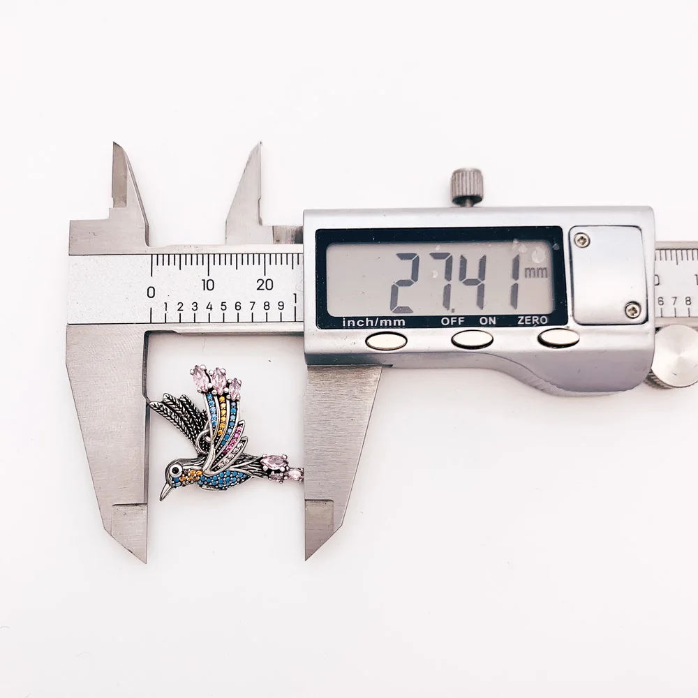 Женский кулон с колибри летний ювелирный аксессуар из настоящего серебра 925