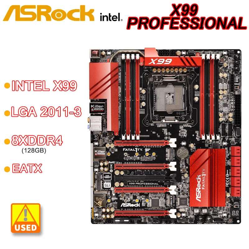 

X99 Motherboard ASRock X99 Professional LGA 2011-3 8xDDR4 128GB USB 3.1 2 xM.2 EATX Supports Intel Core i7 Xeon 22-Core cpu