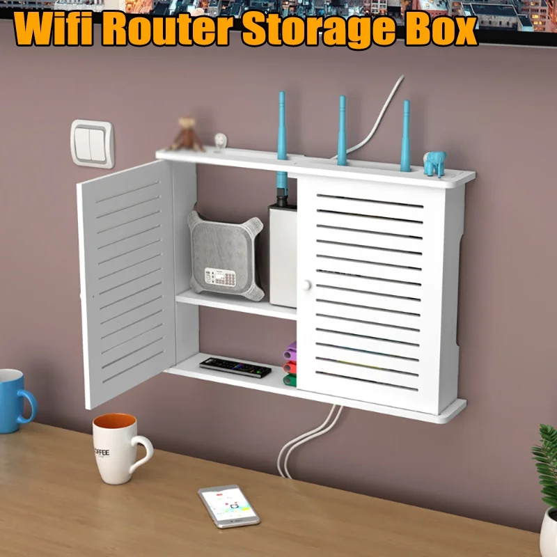 

Wireless Wifi Router Shelf Storage Box Wall-mounted Cable Power Plug Wire Bracket TV Set-top Box Rack Router Storage Shelf