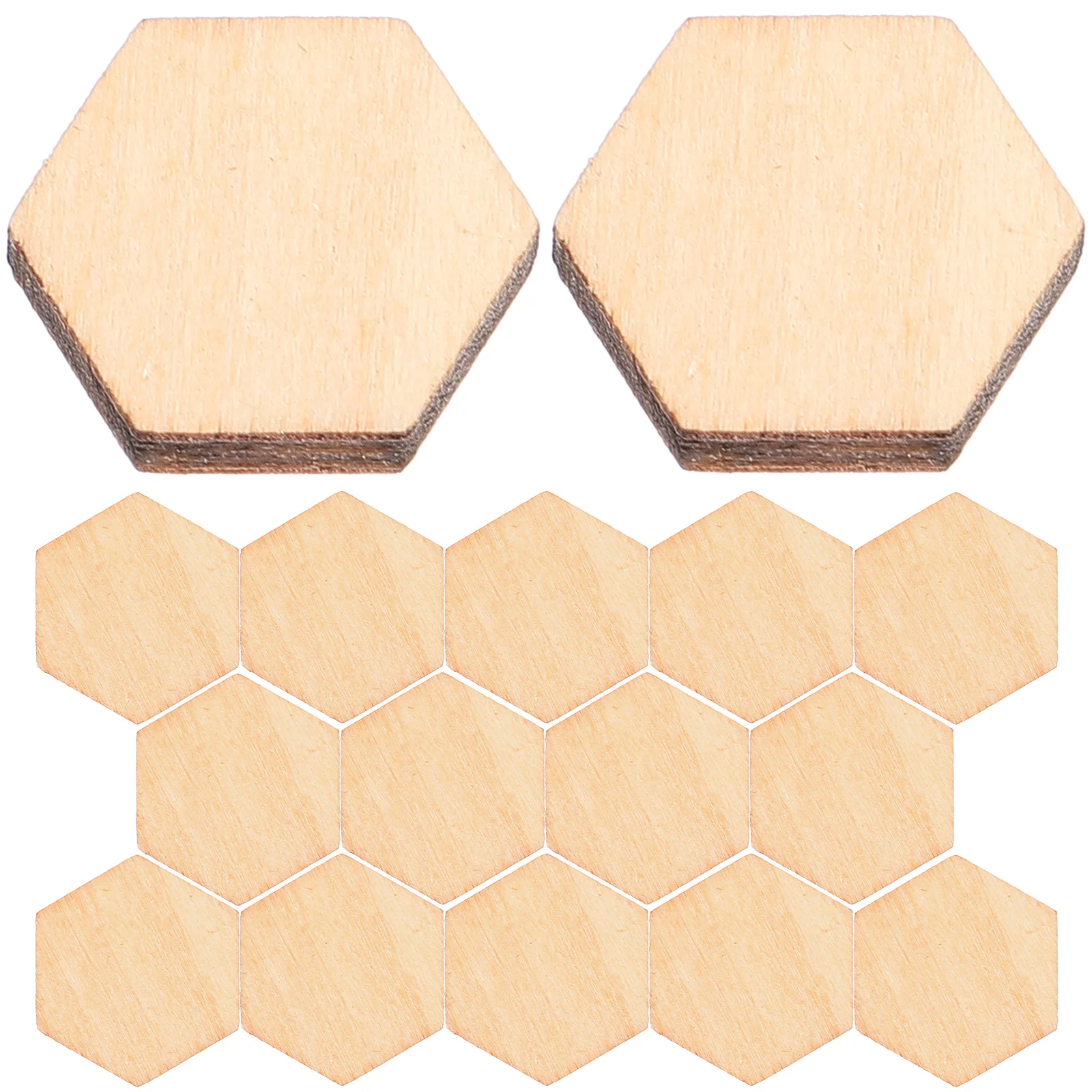 

200pcs Wood Discs Slices Hexagonal Shape Unfinished Wooden Cutouts for DIY Craft Project Blank Name Tags Gift Tags for Hoops