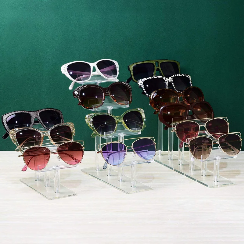 Acrylic 3 4 6 Tier Eyeglasses Sunglasses Display Stand Holder Rack For Eyewear Frame Risers