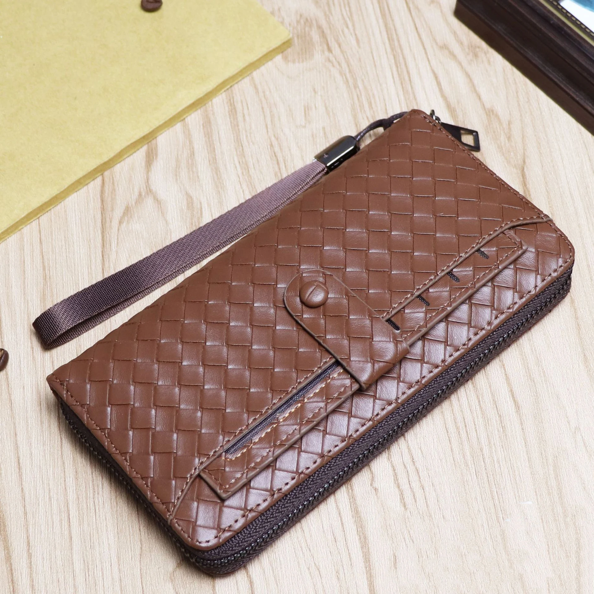 

Клатч, мужской кошелек, кожаные кошельки с тканым узором, Мужской Длинный кошелек, монетница, монетница