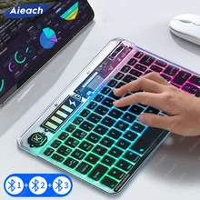 New Transparent Backlight Tablet Keyboard For iPad Xiaomi Lenovo Samsung Tablet Phone Bluetooth Keyboard For Android iOS Windows