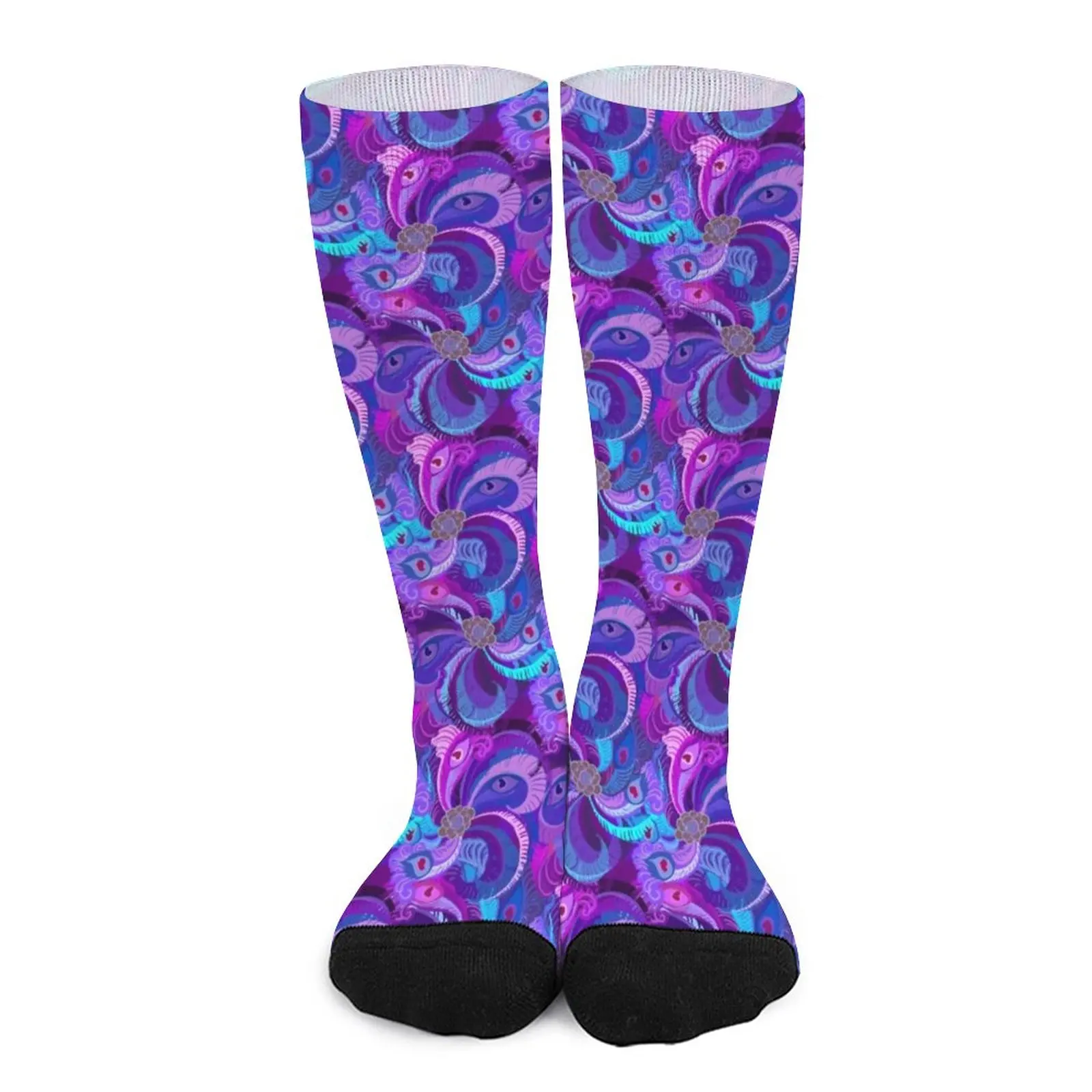 

Peacock Design Socks Autumn Abstract Feather Print Stockings Leisure Women Men High Quality Socks Graphic Outdoor Non-Slip Socks