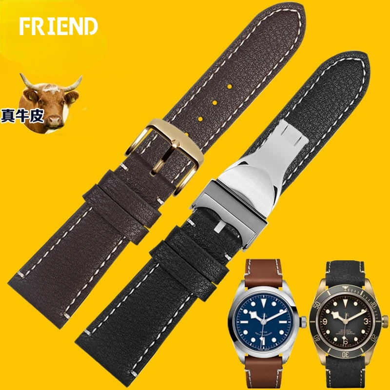 

Genuine Leather Strap for tudor M79250ba Watch Band Genuine Leather Strap Men's Cow Belt 22mm