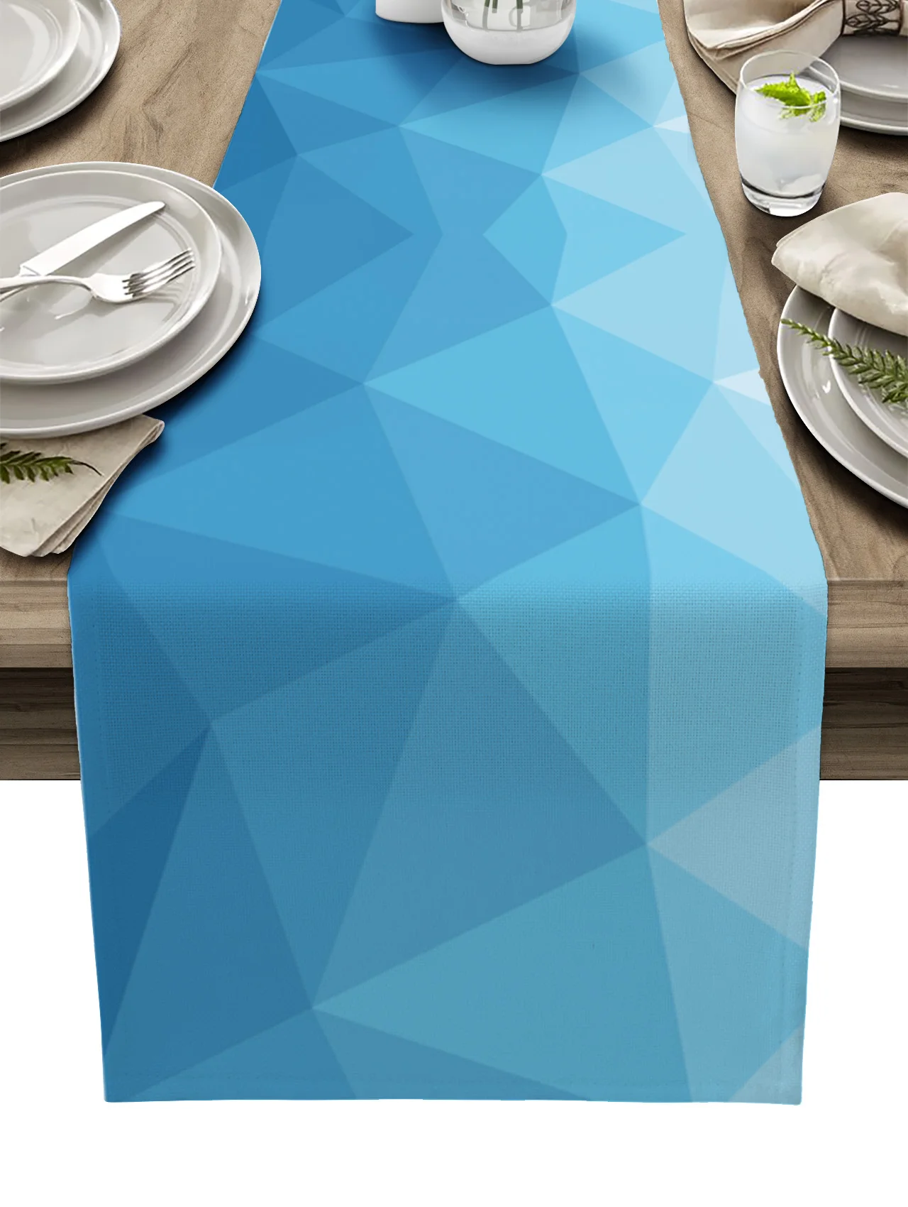 

Geometric Mosaic Triangle Blue Gradient Table Runner Decoration Home Decor Dinner Table Decoration Table Decor