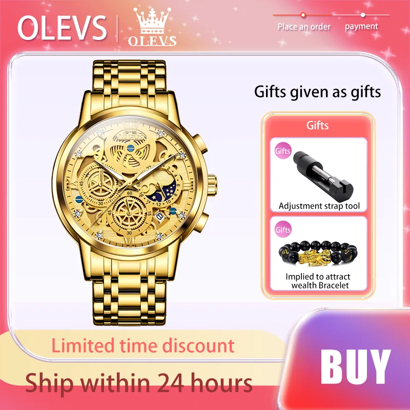 Мужские водонепроницаемые кварцевые часы с календарем из нержавеющей стали