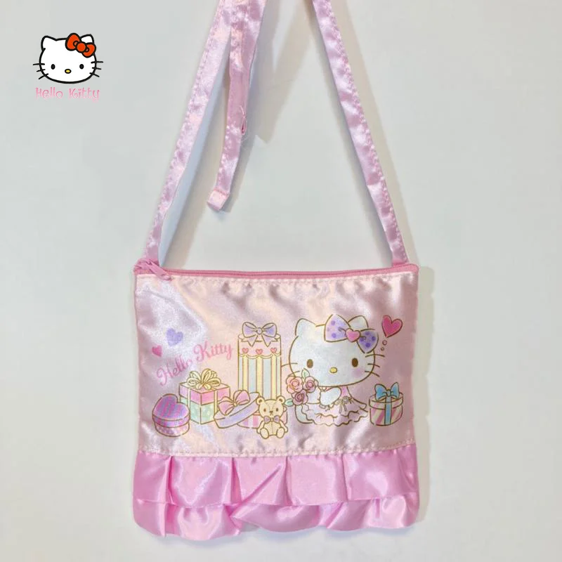 

Sanrio Hello Kitty Tote Women Kawaii Satin Messenger Bag Harajuku Style Hottie Cartoon Small Messenger Bag Girl Birthday Gift
